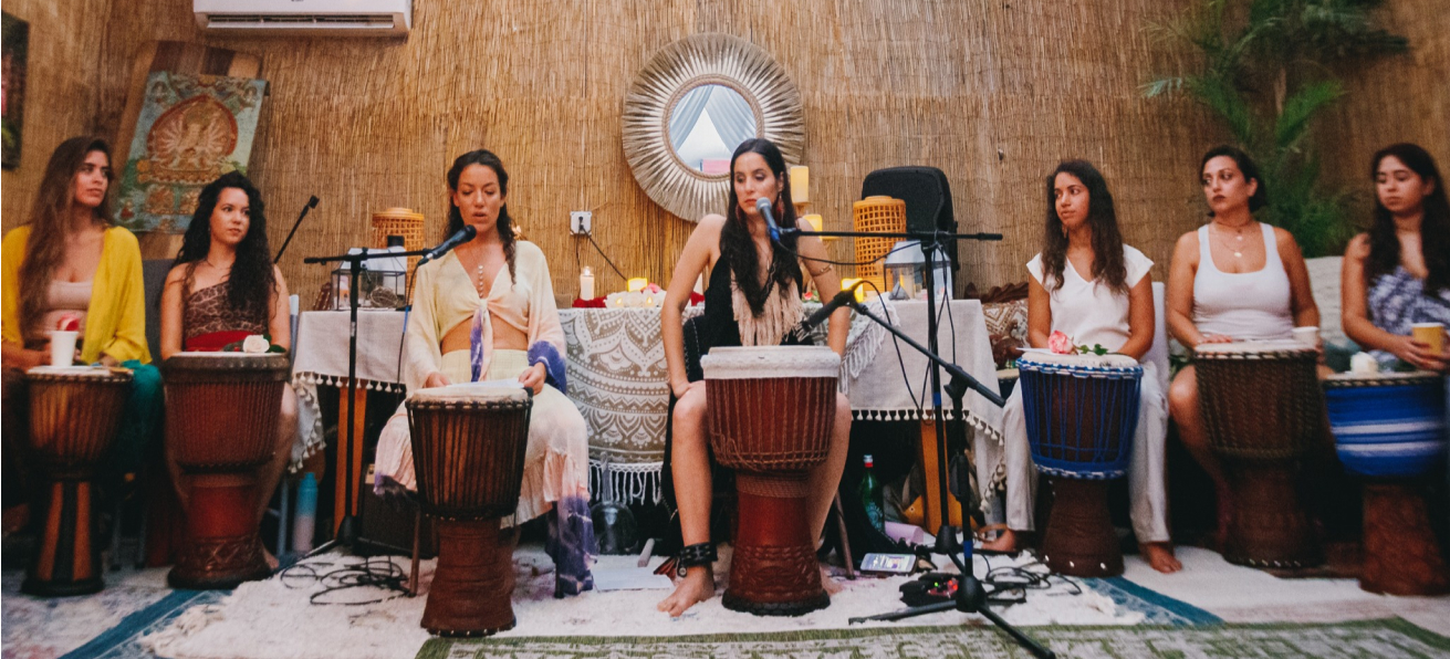 group of women playing musical instruments