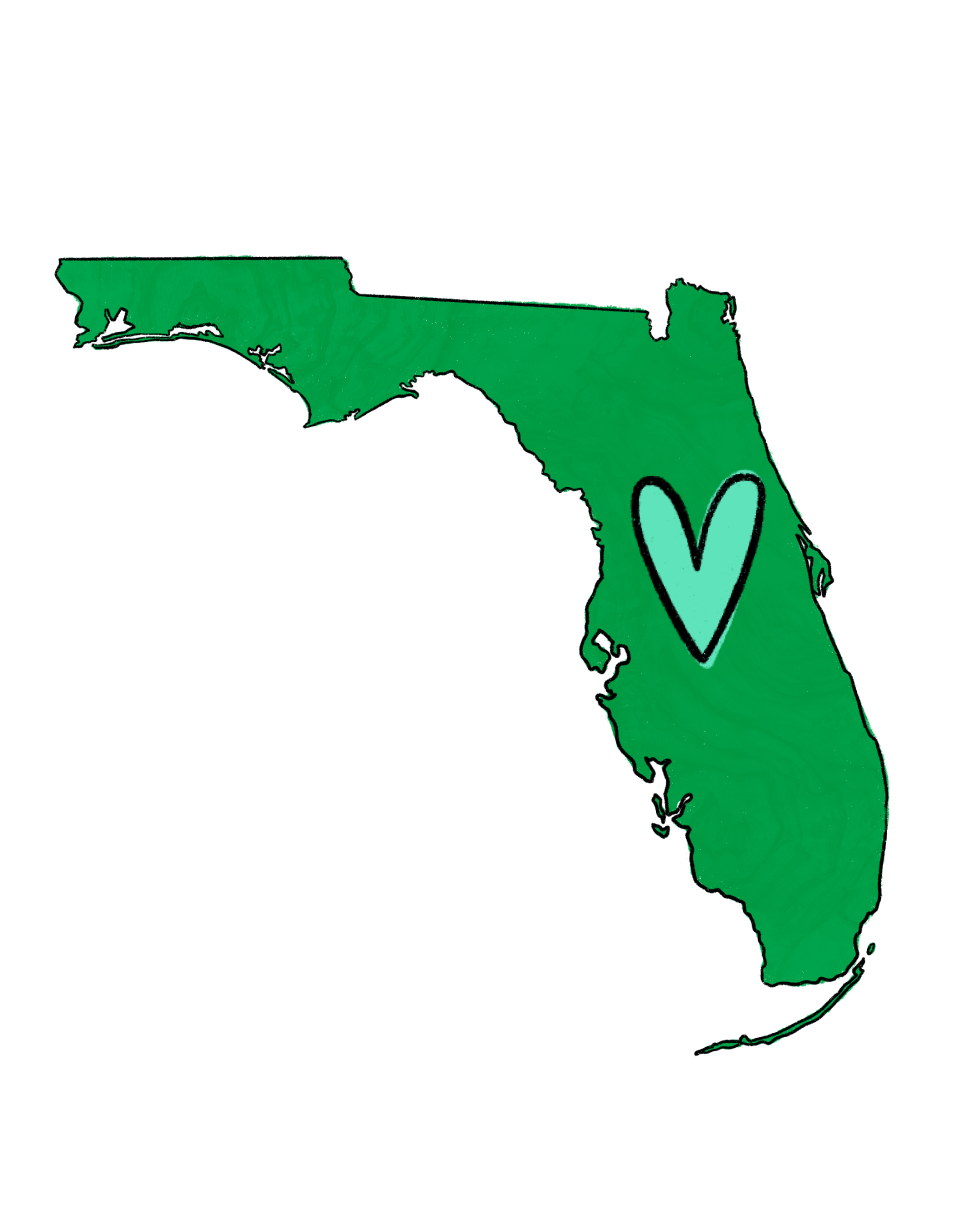 state of florida outline with a heart for milton