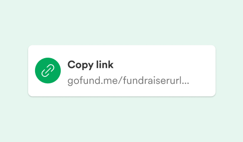 Auf dem Bild steht „Link kopieren“; es zeigt, wie du die URL deiner Spendenaktion teilen kannst