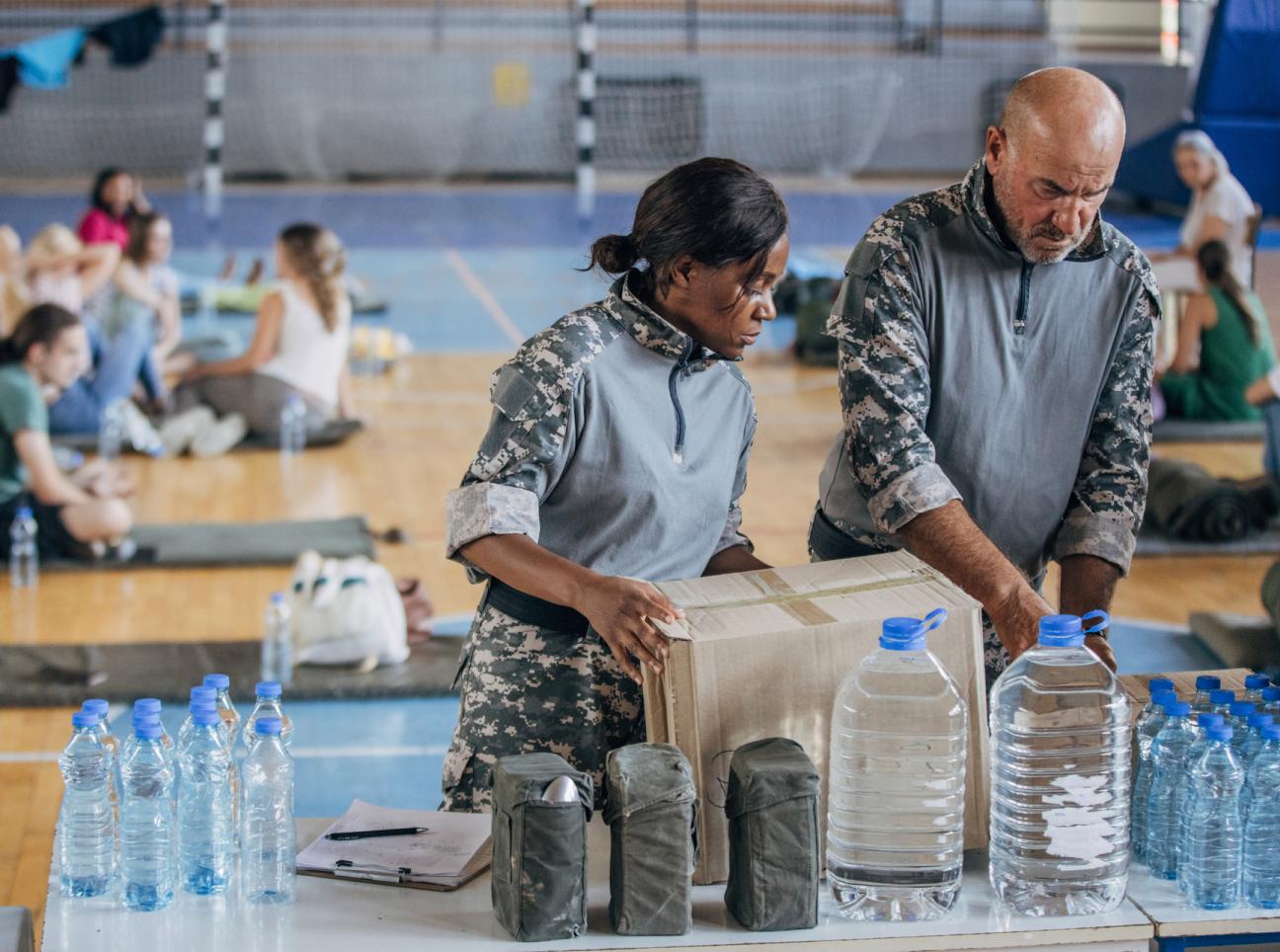 Volunteers helping with emergency relief